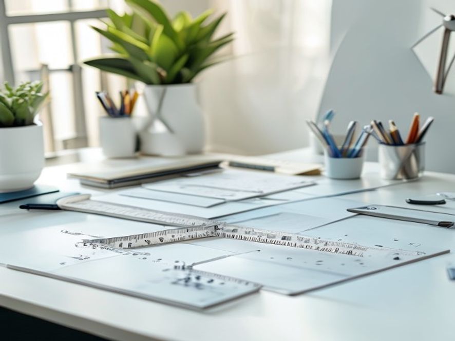 Arbetsplats med ergonomisk möblering och ställbar skrivbord
